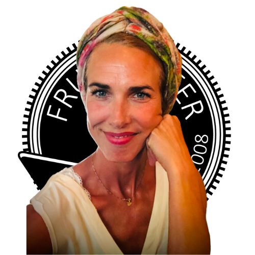 Fru Munter — porträtt med logotyp